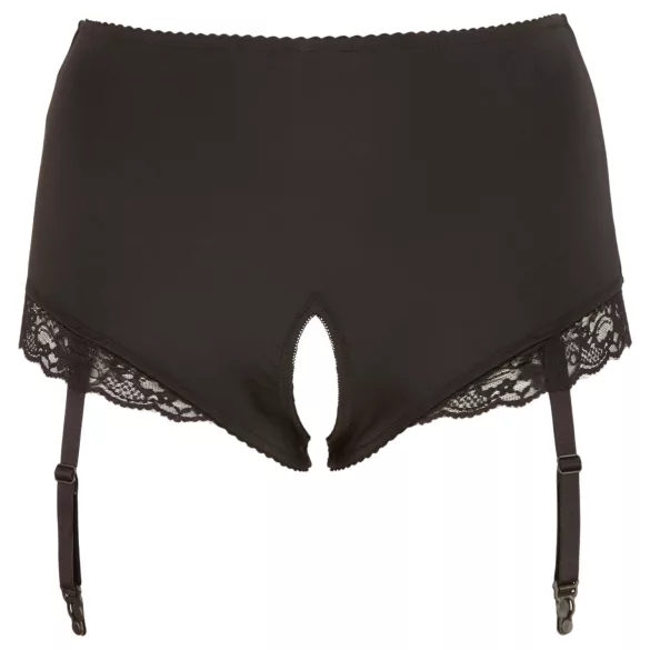 Cottelli Plus Size - harisnyatartós nyitott bugyi (fekete)