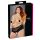 Cottelli Plus Size - csipkés gyöngyös nyitott bugyi (fekete)