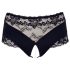 Cottelli Plus Size - csipkés gyöngyös nyitott bugyi (fekete)