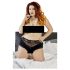 Cottelli Plus Size - csipkés gyöngyös nyitott bugyi (fekete)
