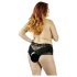 Cottelli Plus Size - csipkés gyöngyös nyitott bugyi (fekete)