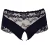 Cottelli Plus Size - csipkés gyöngyös nyitott bugyi (fekete)