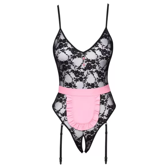 Cottelli - átlátszó szobalány jelmez (fekete-pink)