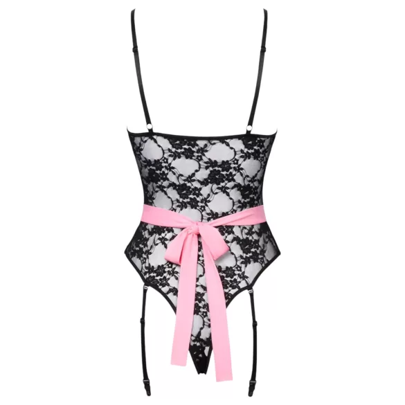 Cottelli - átlátszó szobalány jelmez (fekete-pink)