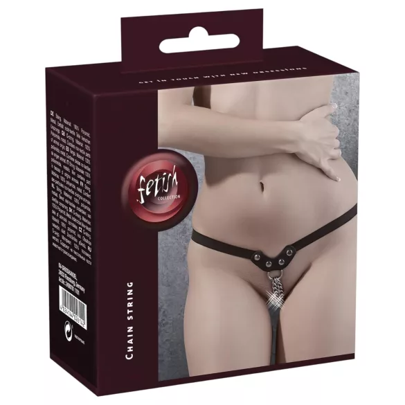 Fetish - szegecses, láncos, fekete tanga (S-L)