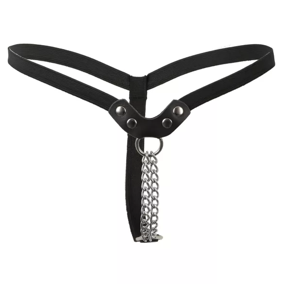 Fetish - szegecses, láncos, fekete tanga (S-L)