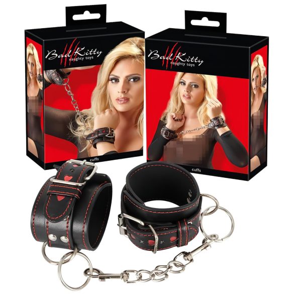 Bad Kitty - szíves bilincsek (fekete)