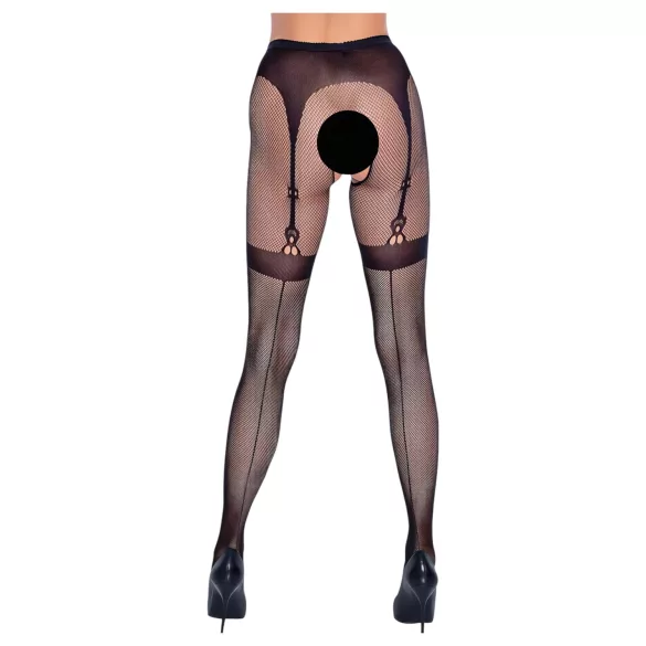 Cottelli Legwear - combfixes nyitott harisnya (fekete, S-L)