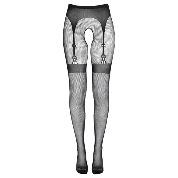 Cottelli Legwear - combfixes nyitott harisnya (fekete, S-L)