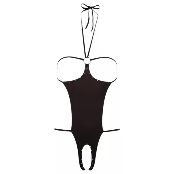 NO:XQSE - Nyitott, strasszos szexbody - fekete (S-L)