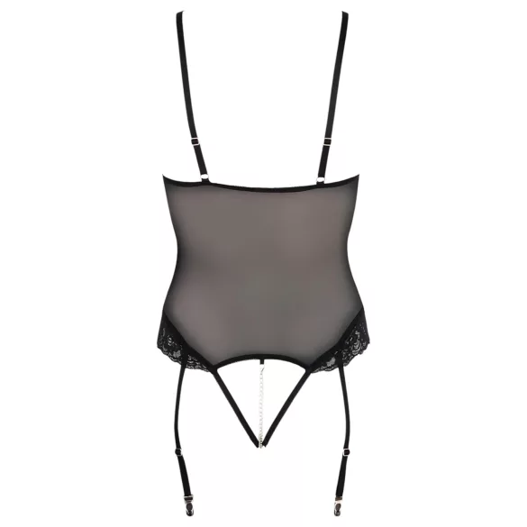 Cottelli Bondage - fém gyűrűs body és kar bilincs (fekete)