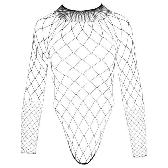 NO:XQSE - hosszúujjú, hálós fekete necc body (S-L)