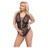 Cottelli Curves Plus Size - átlátszó mintás body (fekete)