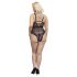 Cottelli Curves Plus Size - átlátszó mintás body (fekete)