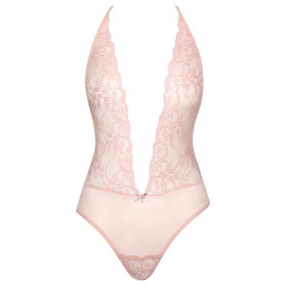 Kissable - mélyen dekoltált csipkés body (pink)