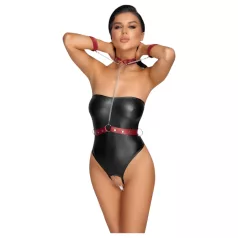 Cottelli Bondage - fényes body és kar bilincs (fekete)