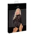 Noir - leopárd mintás, hosszúujjú body (fekete)