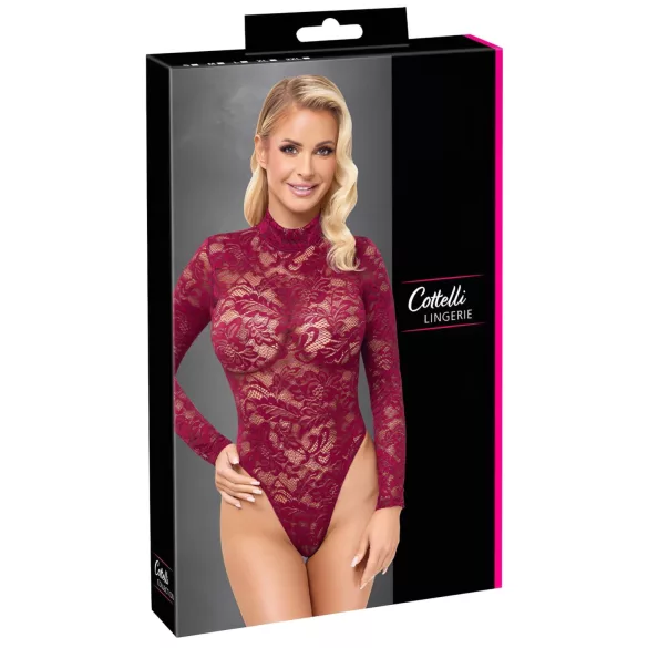 Cottelli - átlátszó csipke body (piros)