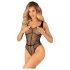 Obsessive B336 - átlátszó, nyitott necc body (fekete) - S-L
