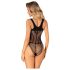 Obsessive B336 - átlátszó, nyitott necc body (fekete) - S-L