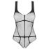 Obsessive B336 - átlátszó, nyitott necc body (fekete) - S-L