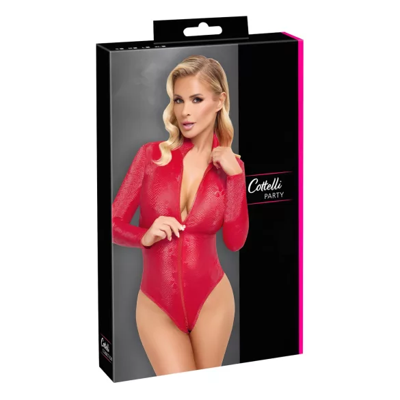 Cottelli - kígyóbőr mintás body (piros)