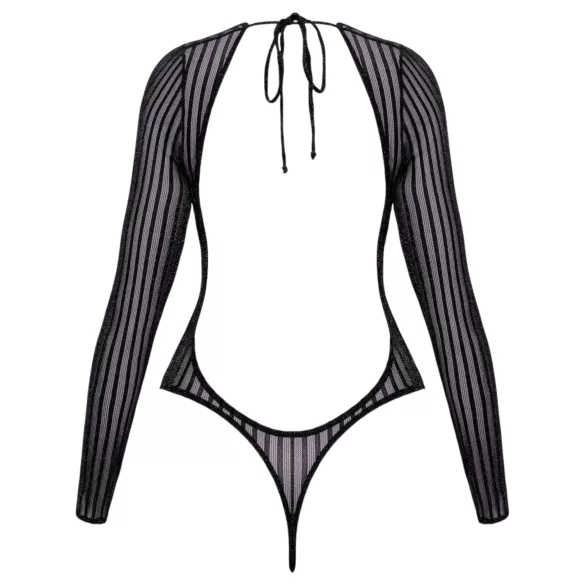 Cottelli - csíkos, ezüstszálas body (fekete) - S-L