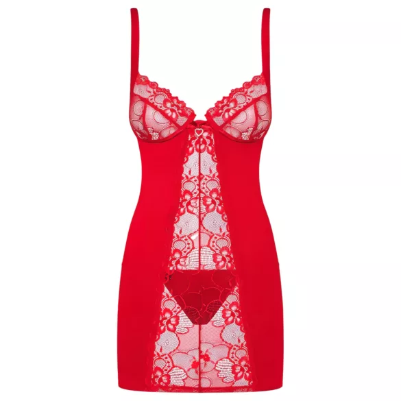 Obsessive Heartina - hálóing és tanga (piros)