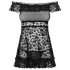 Obsessive Flores - fodros babydoll és tanga (fekete)