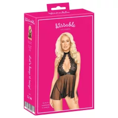 Kissable - nyakpántos, csipke babydoll (fekete)