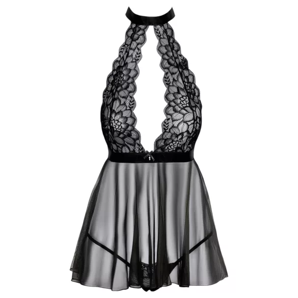 Kissable - nyakpántos, csipke babydoll (fekete)