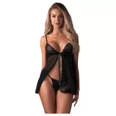 Obsessive Blomentis - csipkés babydoll szett (fekete)