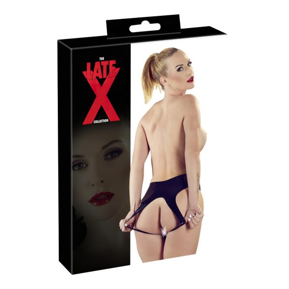 LATEX - végig nyitott női bugyi - fekete (S-L)