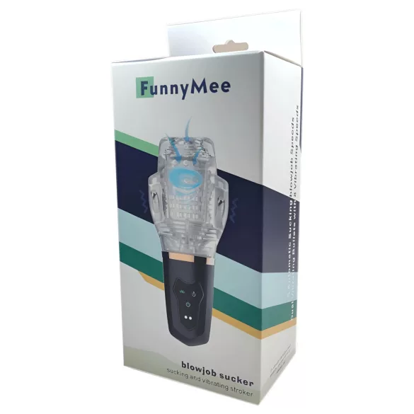 Funny Me Rocket Cup - szívó-rezgő maszturbátor (átlátszó-fekete)