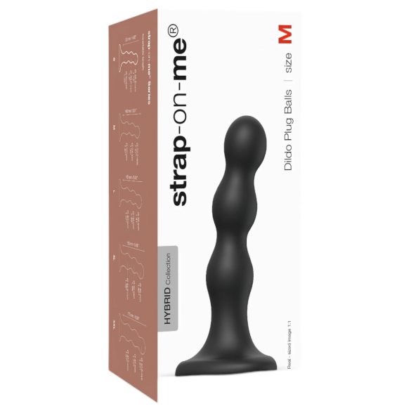Strap-on-me Balls M - gömbös, tapadókorongos dildó (fekete)