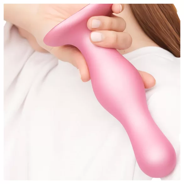 Strap-on-me Curvy S - hullámos, tapadókorongos dildó (pink)