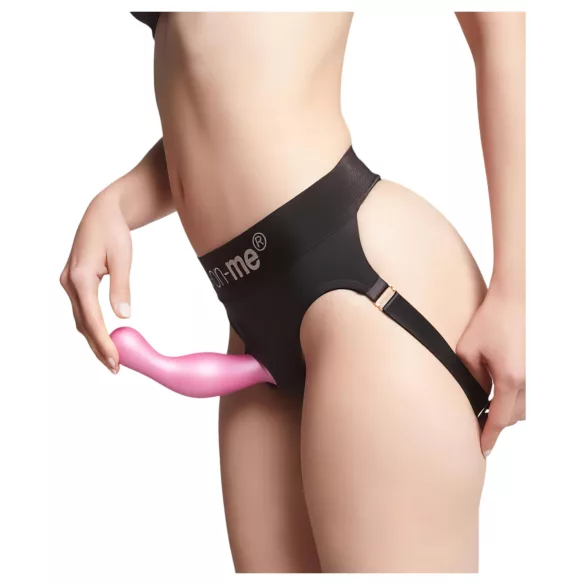 Strap-on-me Curvy S - hullámos, tapadókorongos dildó (pink)