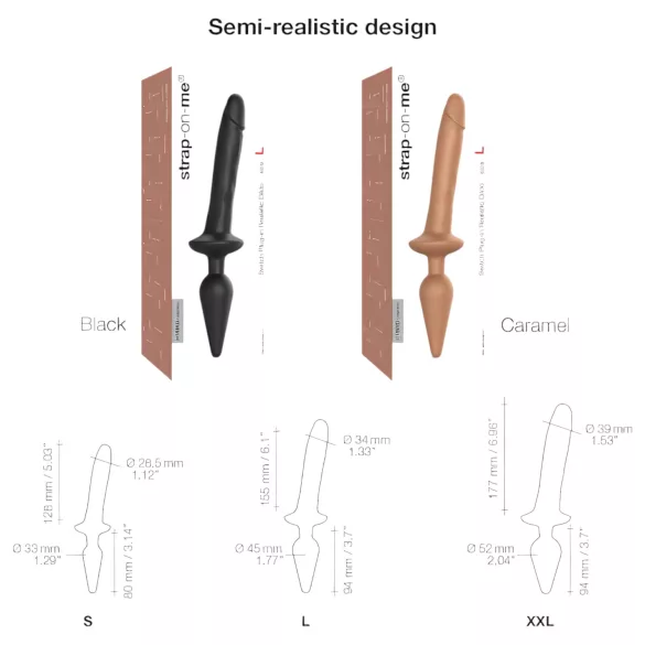 Strap-on-me Switch Realistic L - 2in1 szilikon dildó (testszínű)