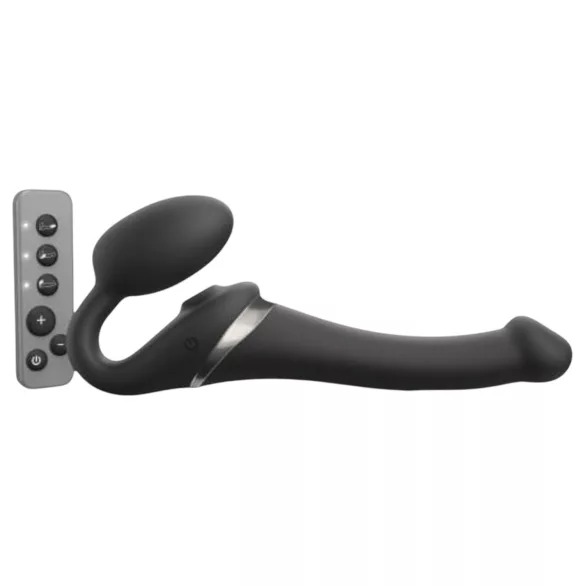 Strap-on-me S - felcsatolható, léghullámos vibrátor (fekete)