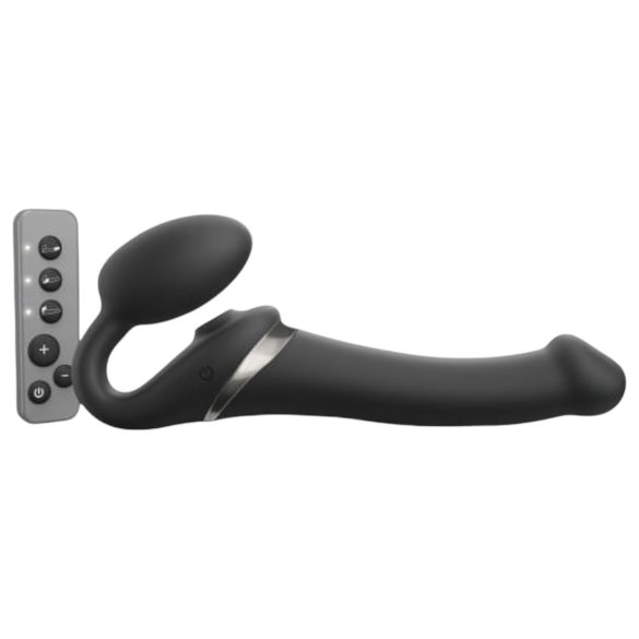 Strap-on-me M – léghullámos felcsatolható vibrátor (fekete)