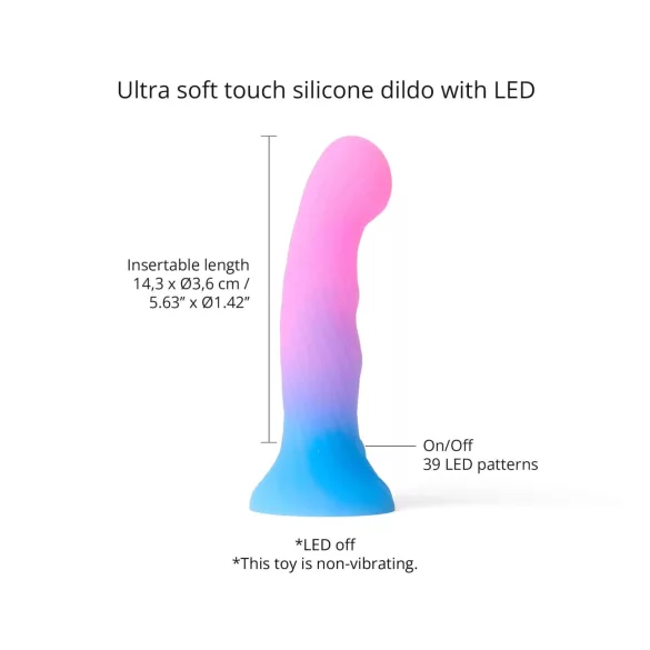 Love to Love Candy Loop - világító LED-es szilikon dildó (rózsaszín-kék) - 16,9 cm