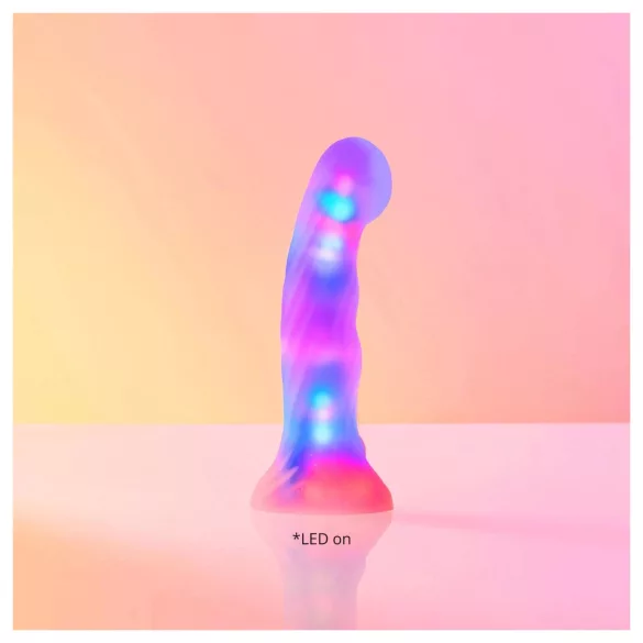 Love to Love Sugar Bomb - világító LED-es szilikon dildó (rózsaszín-sárga) - 16,9 cm