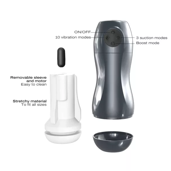 Dorcel Blowjoy Vibe - szívó és vibrációs akkus maszturbátor (szürke)