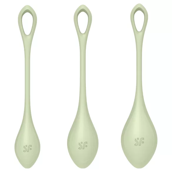 Satisfyer Yoni Power 2 - gésagolyó szett (zöld, 3 részes)