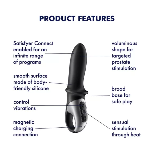 Satisfyer Hot Passion - app-vezérelt melegítő anál vibrátor (fekete)