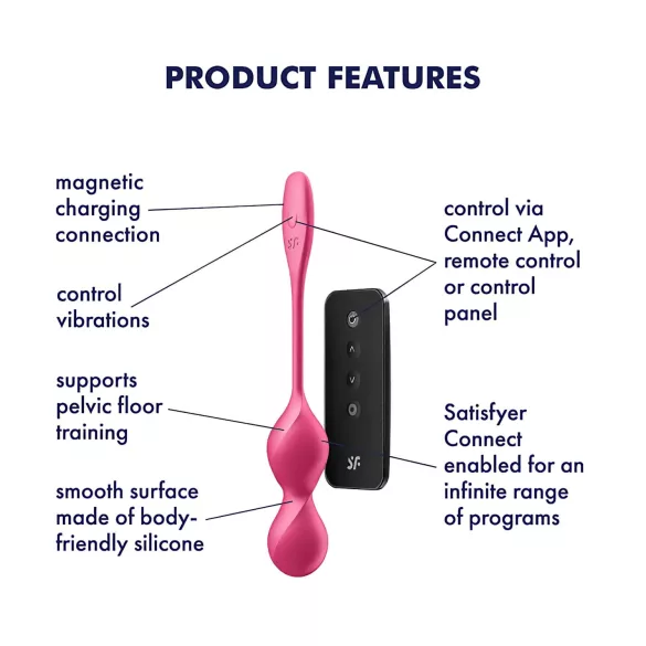 Satisfyer Love Birds 2 – App-vezérelt vibrációs gésagolyó (pink)
