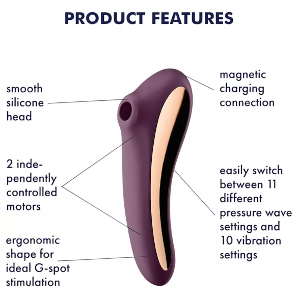 Satisfyer Dual Kiss - 2in1, hüvelyi és csikló vibrátor, csiklóizgató (lila)