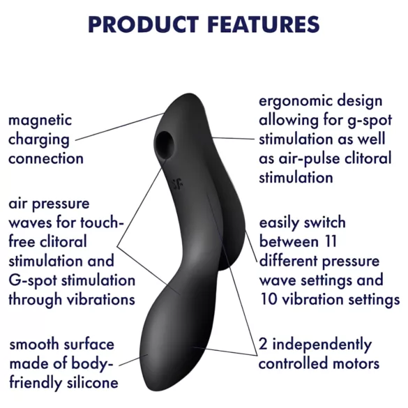 Satisfyer Curvy Trinity 2 - léghullámos 2in1 vibrátor (fekete)