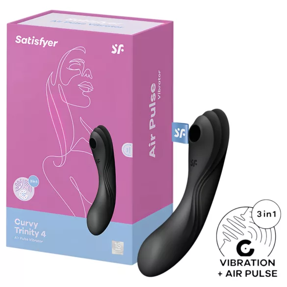 Satisfyer Curvy Trinity 4 - léghullámos 2in1 vibrátor (fekete)