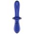 Satisfyer Double Crystal - kétvégű üveg dildó (kék)